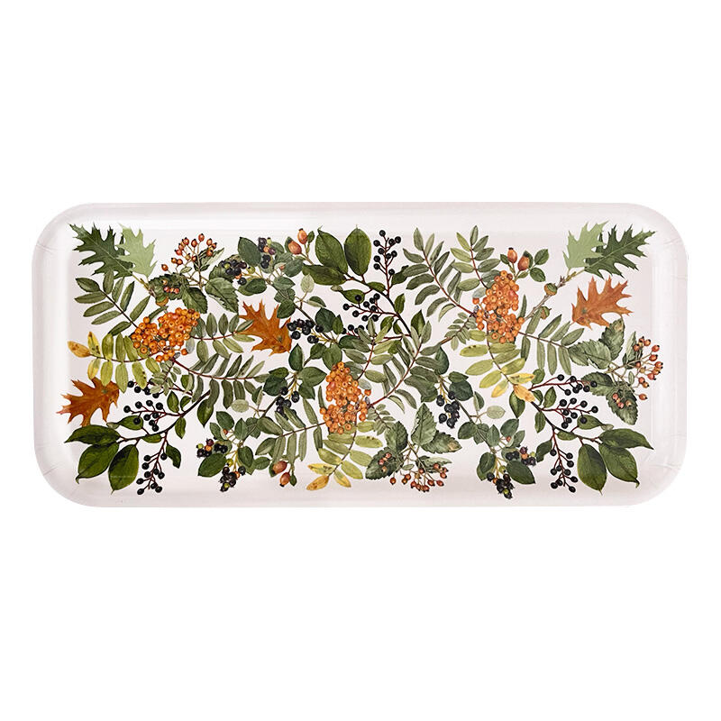 Scandinavian Birch Veneer Tray | Autumn Berries & Foliage 32cm