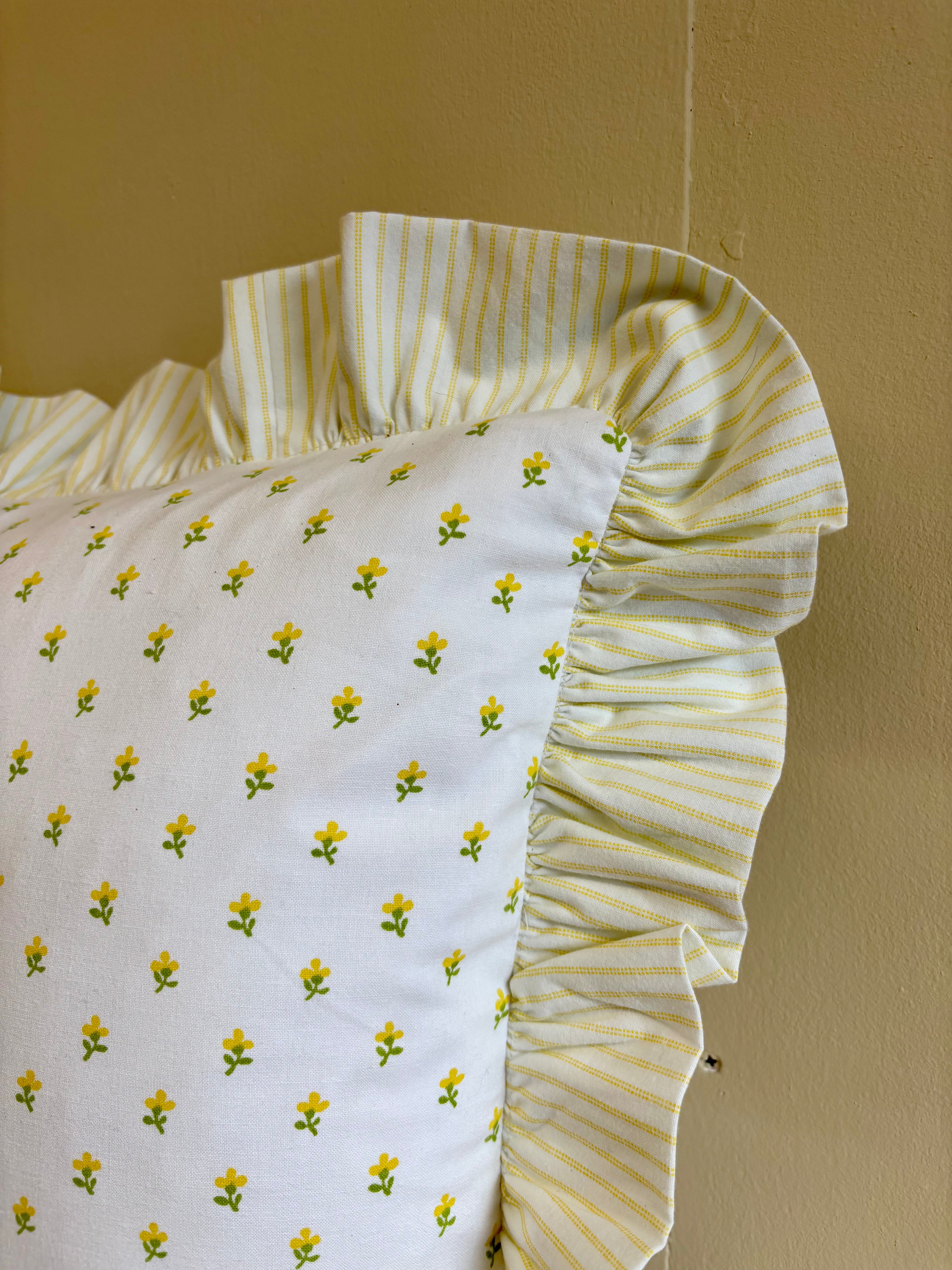 Handmade ruffle cushion from vintage Laura Ashley - Cottage Sprig and Amy