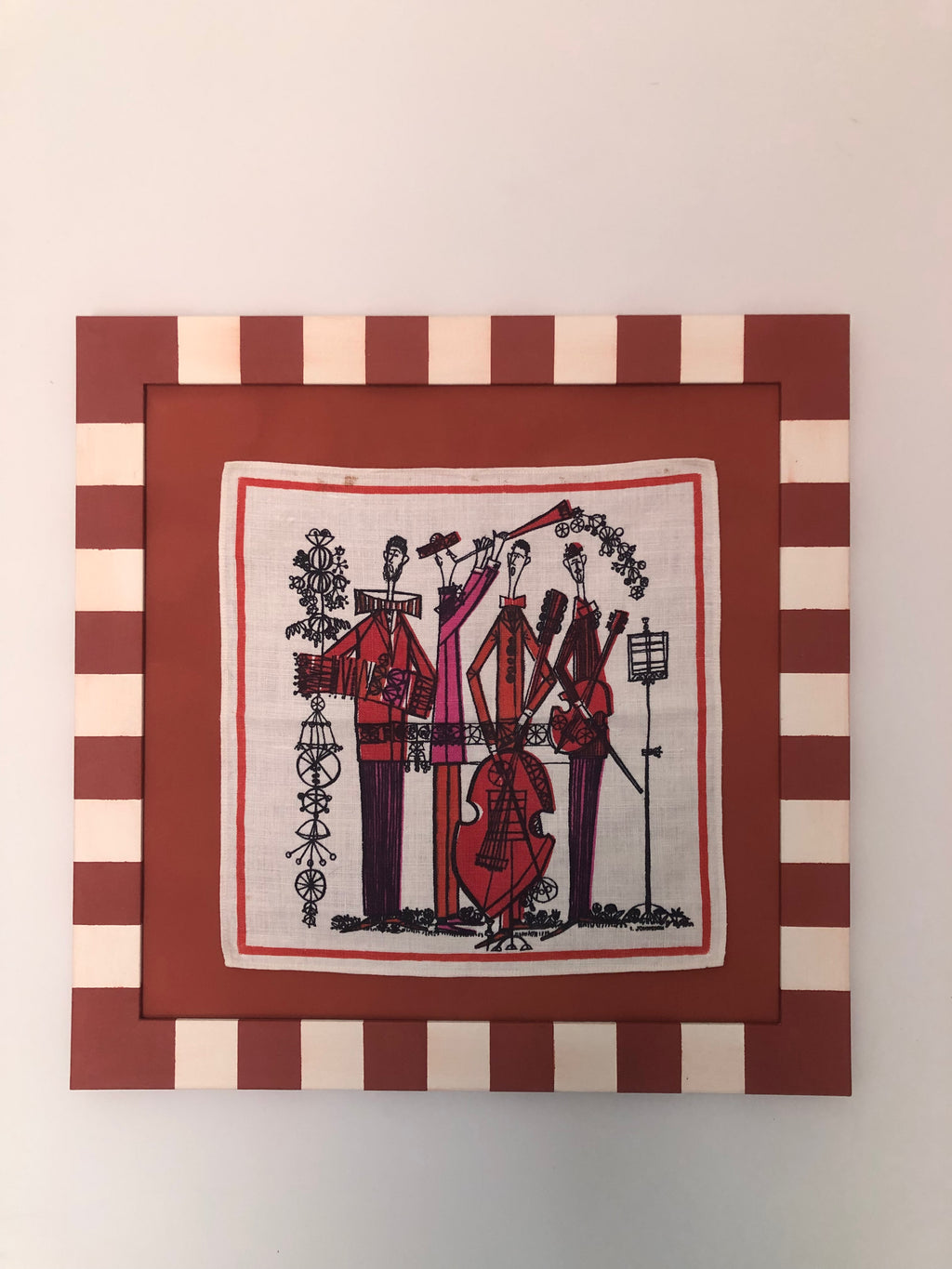 Mid-century Swedish napkin in hand-painted upcycled frame