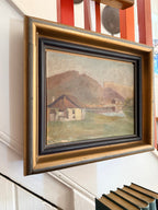 Early 1900s Atmospheric German Landscape: Oil on Wood Panel