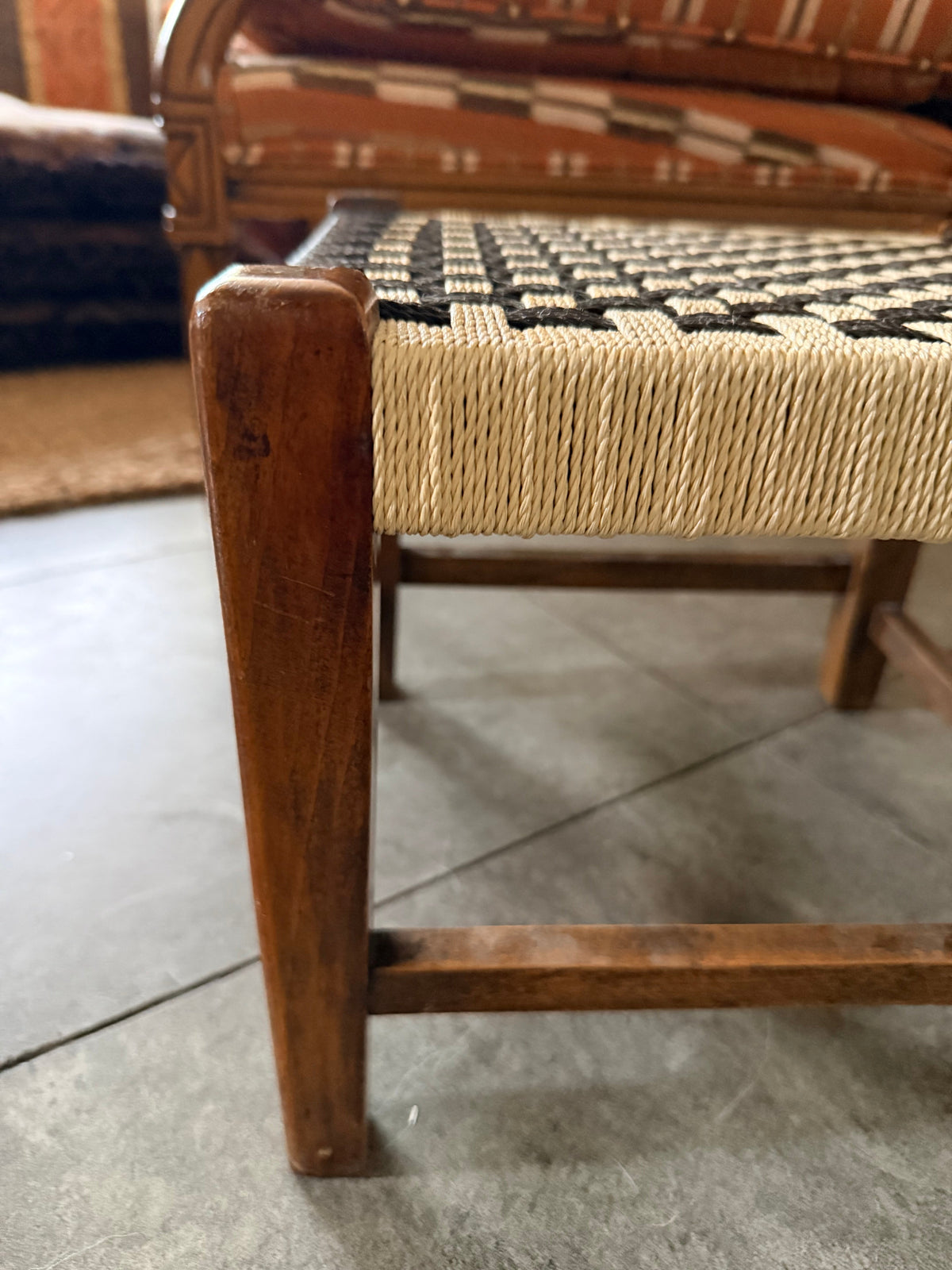 Midcentury Woven Stool 1