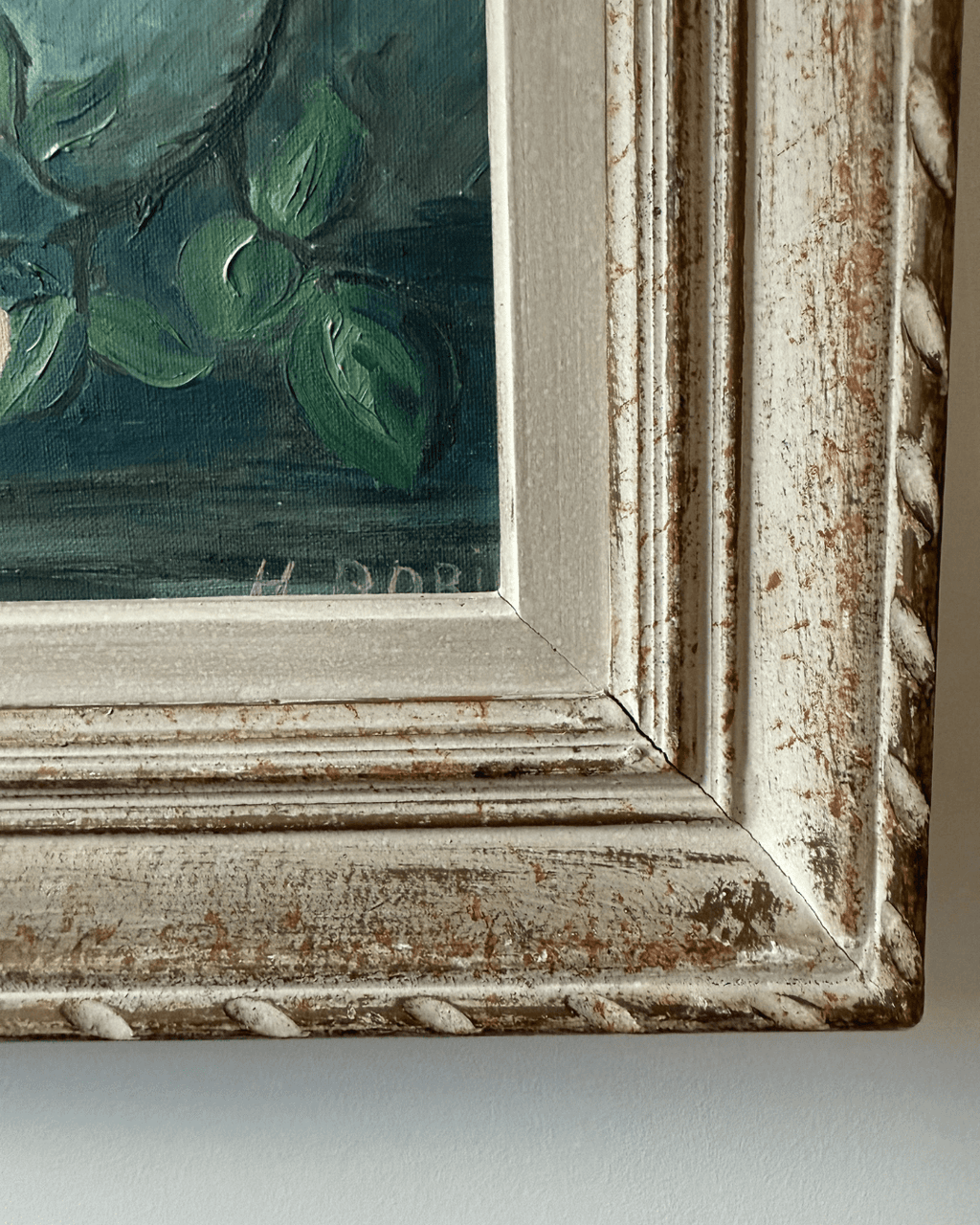 Vintage Pink Rose Oil Painting Orignal Framed Artwork