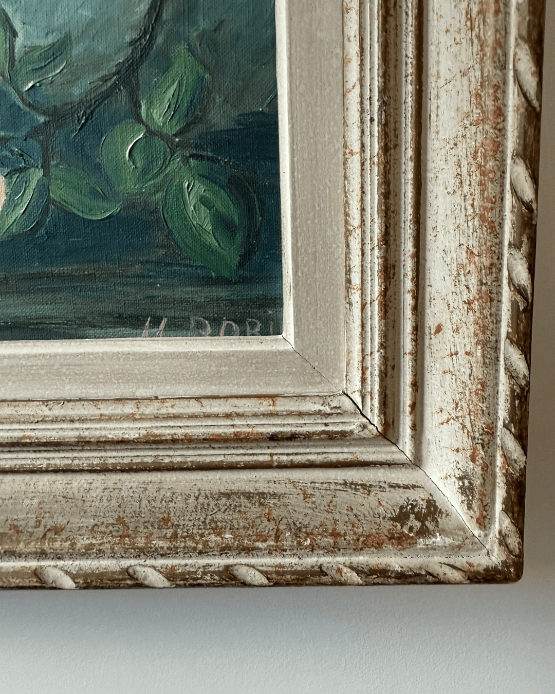 Vintage Pink Rose Oil Painting Orignal Framed Artwork