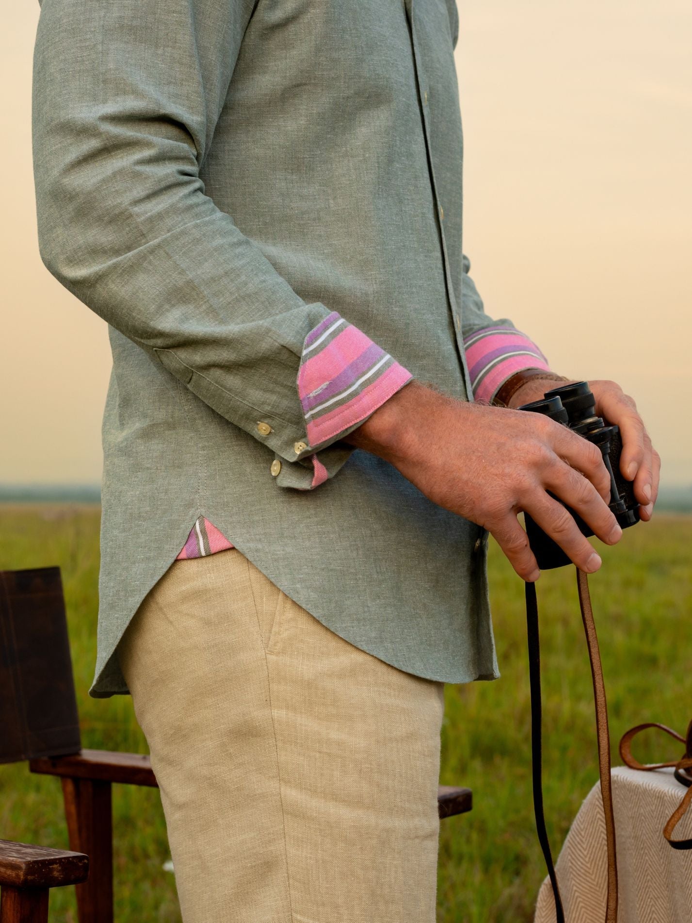 Crocodile Green Cotton/Linen Shirt