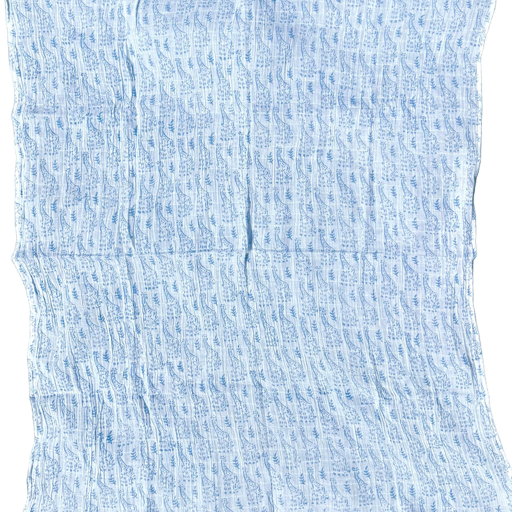 WooWoo Muslin Swaddle - Blue Giraffe
