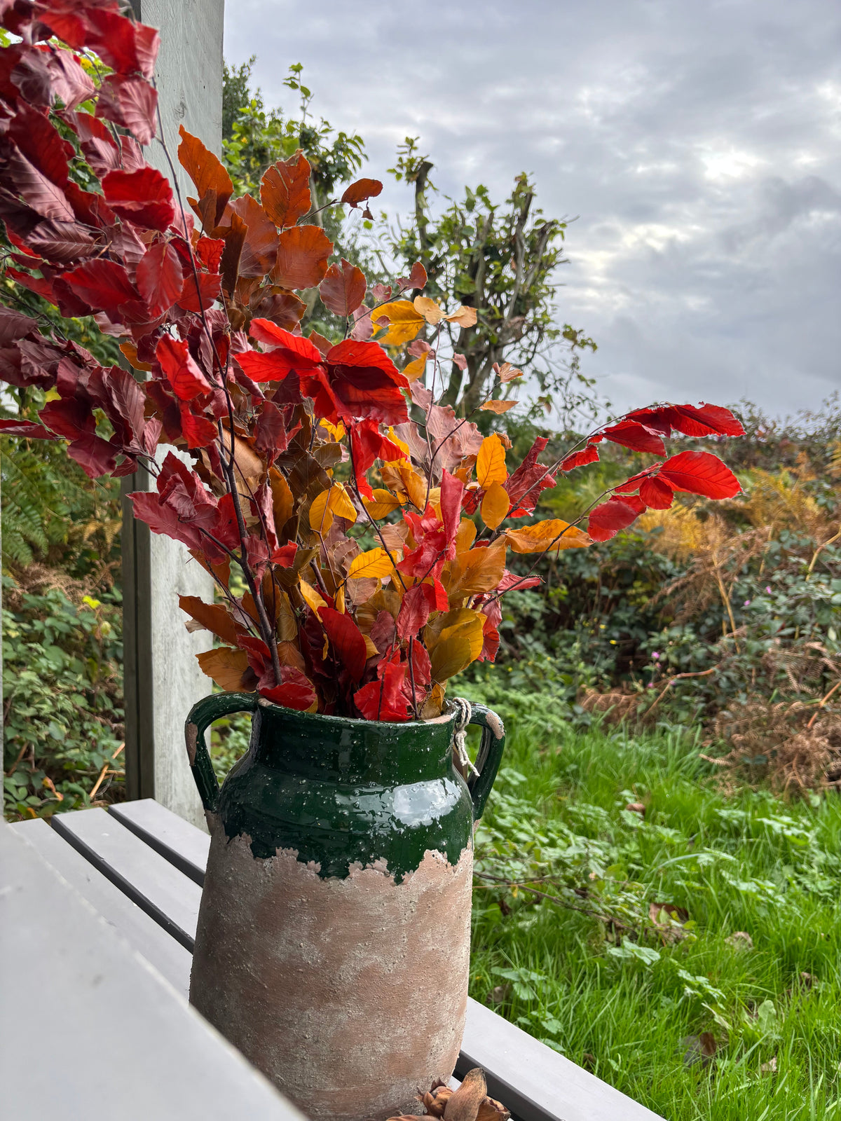 Green Glaze Terracotta  Urn Vase | 27cm