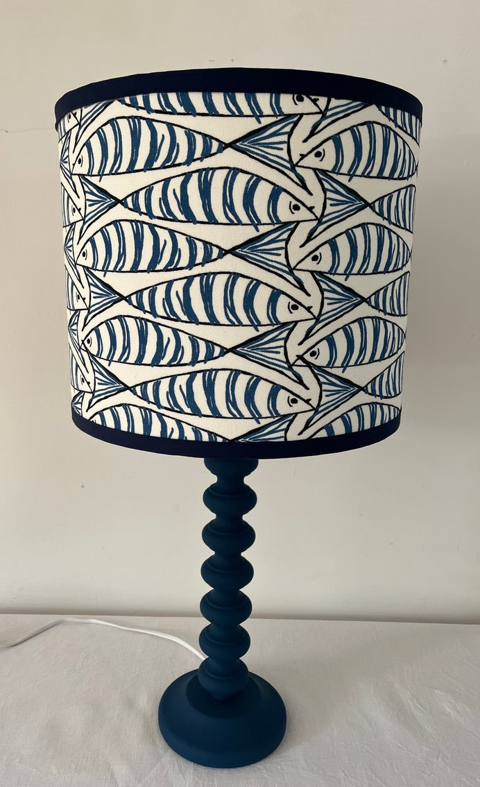 Blue mackerel handmade lampshade -suzie-catlin-designs 