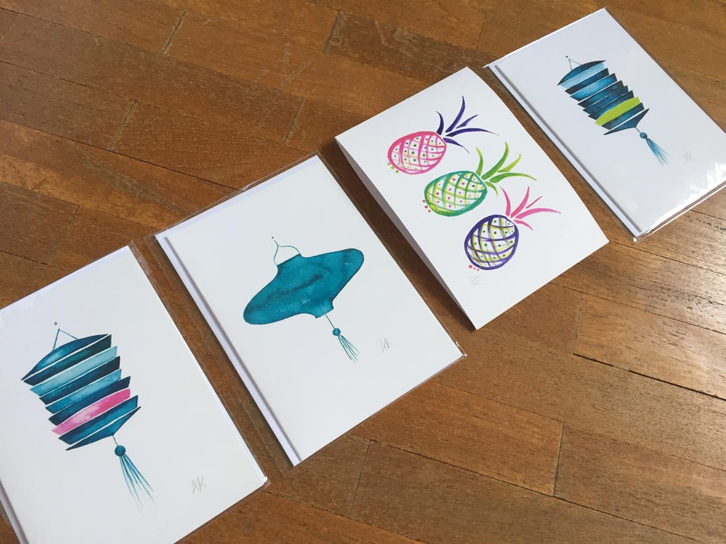 Pack of 3 cards with an Asian flavour.