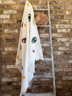 White with Mini Eye Organic Cotton Peshtemal Towel