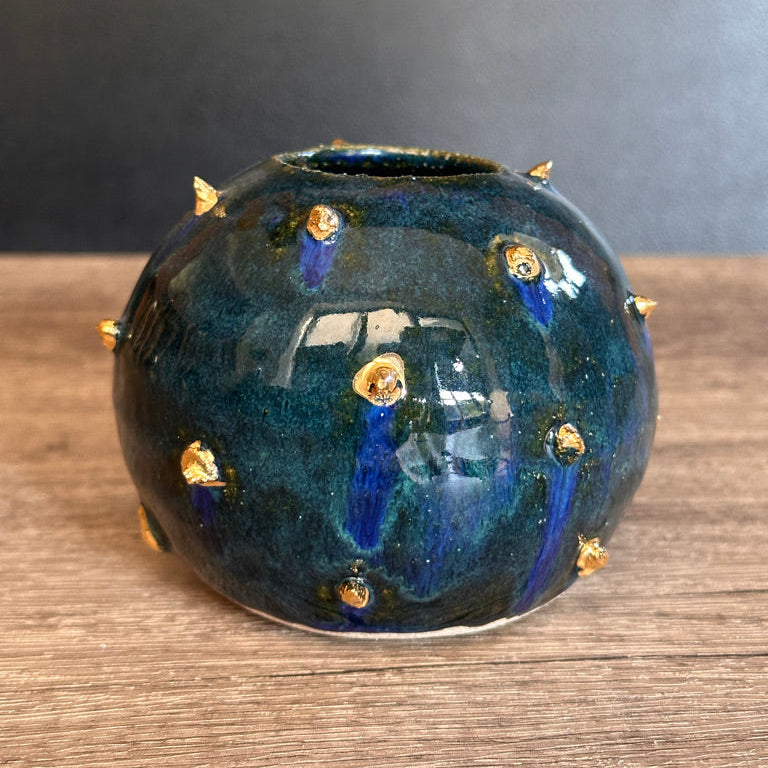 Hobnail Vase with Gold