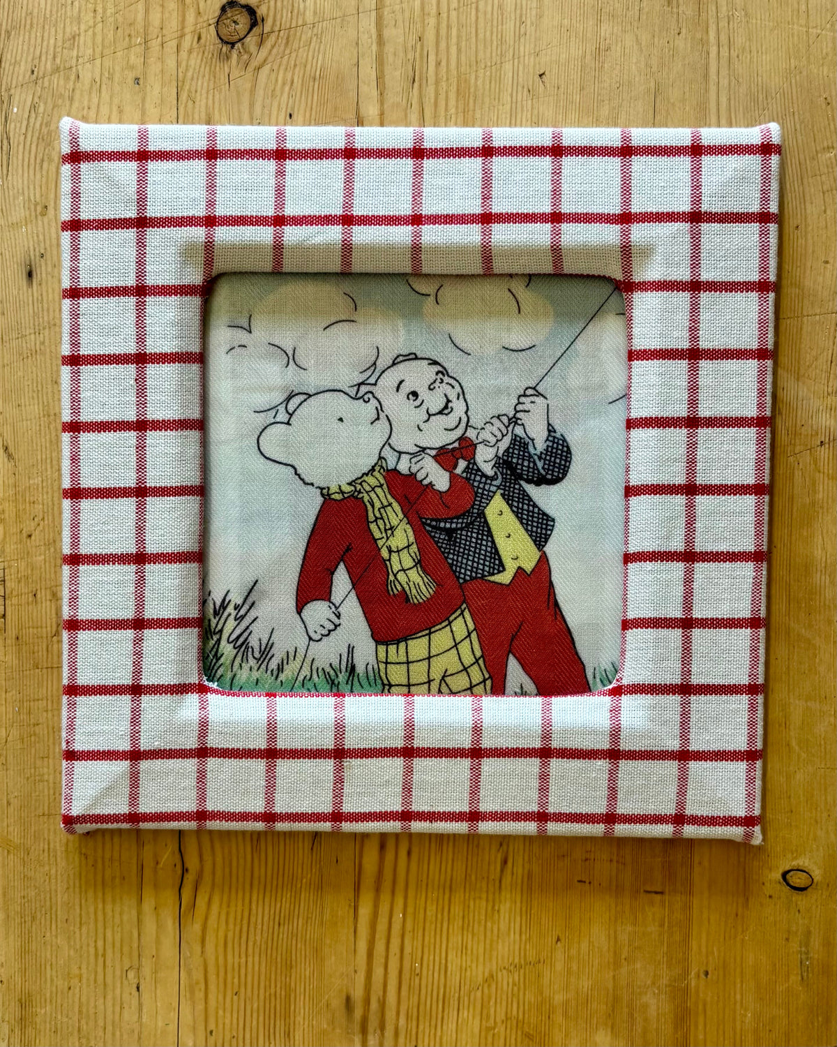 Set of 3 Vintage Rupert Bear Framed Linen Pictures