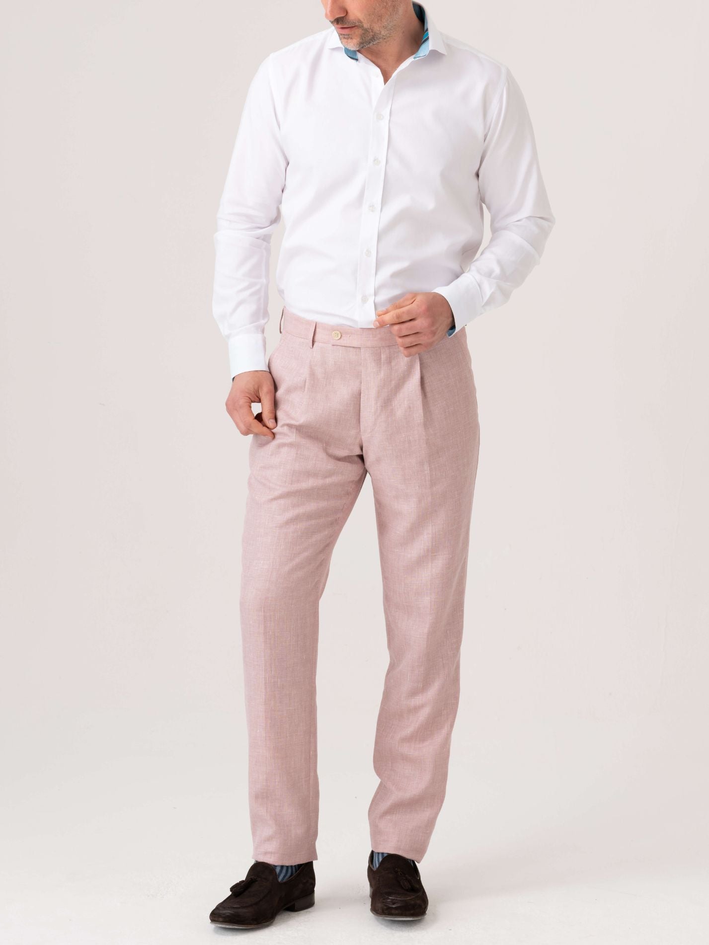 Dusty Pink Suit Trousers - Linen, Wool & Silk