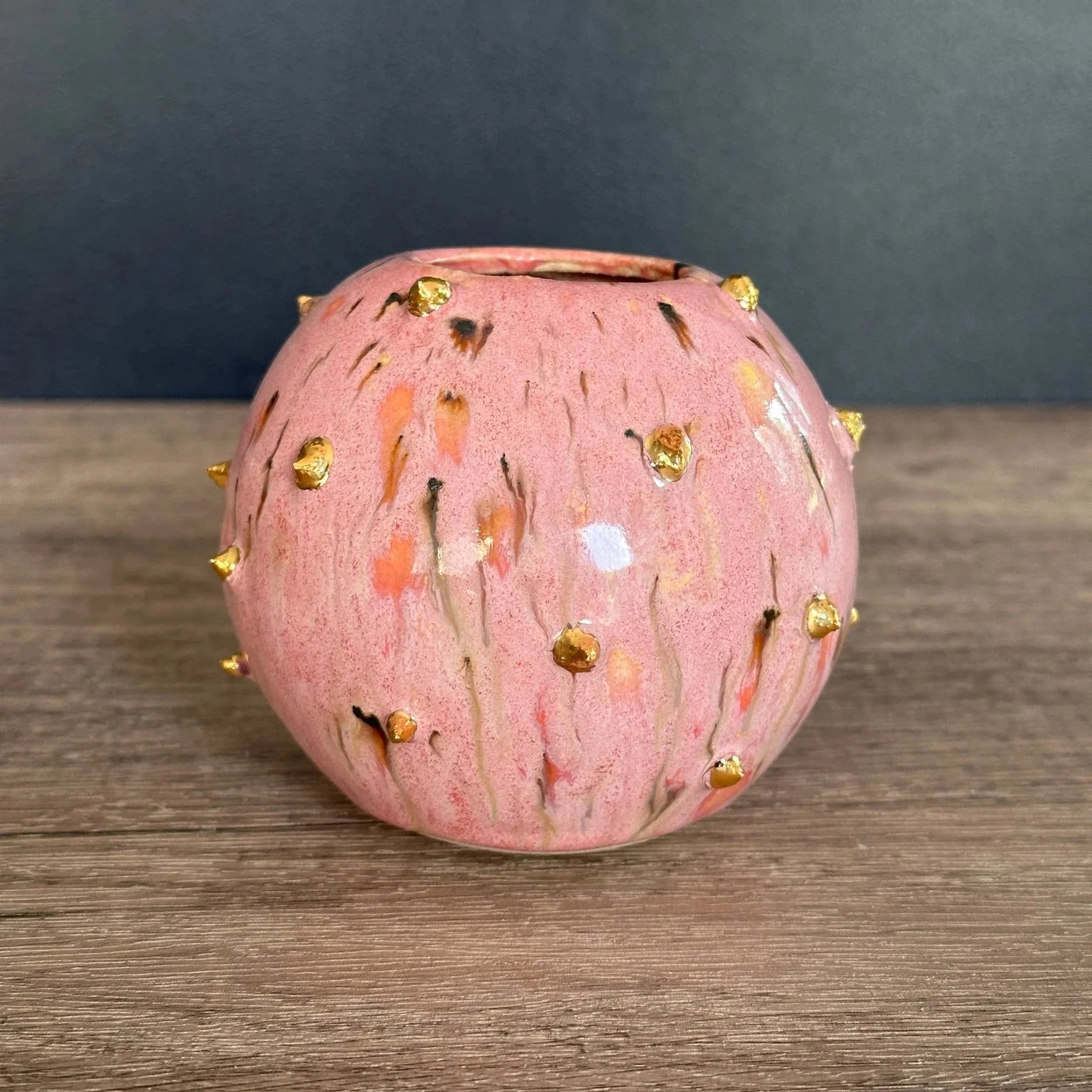 Hobnail Vase with Gold