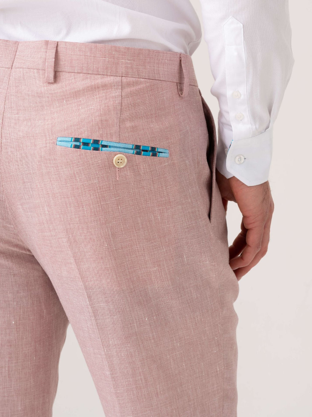 Dusty Pink Suit Trousers - Linen, Wool & Silk