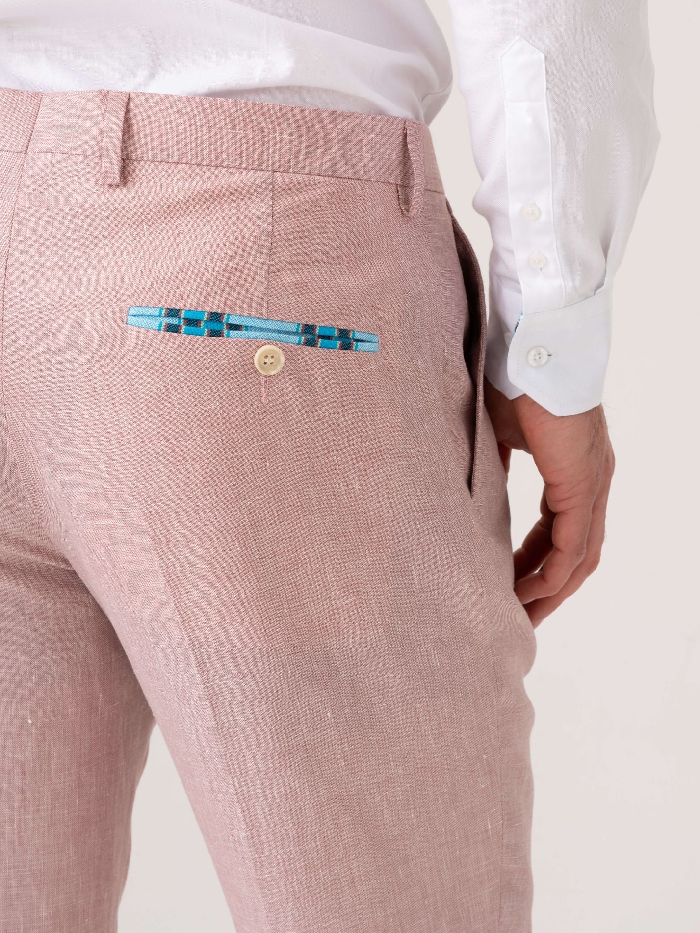 Dusty Pink Suit Trousers - Linen, Wool & Silk