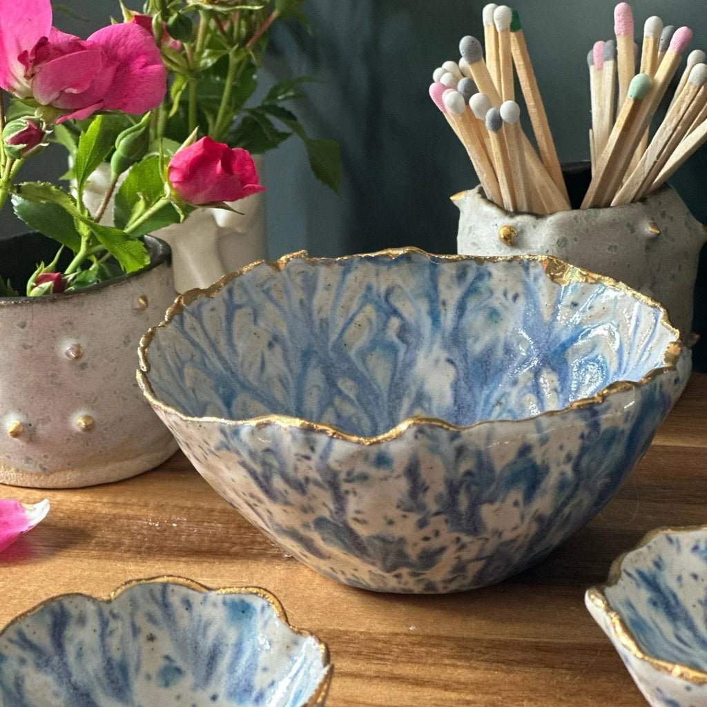 Dish with Gold Rim Blue or Green