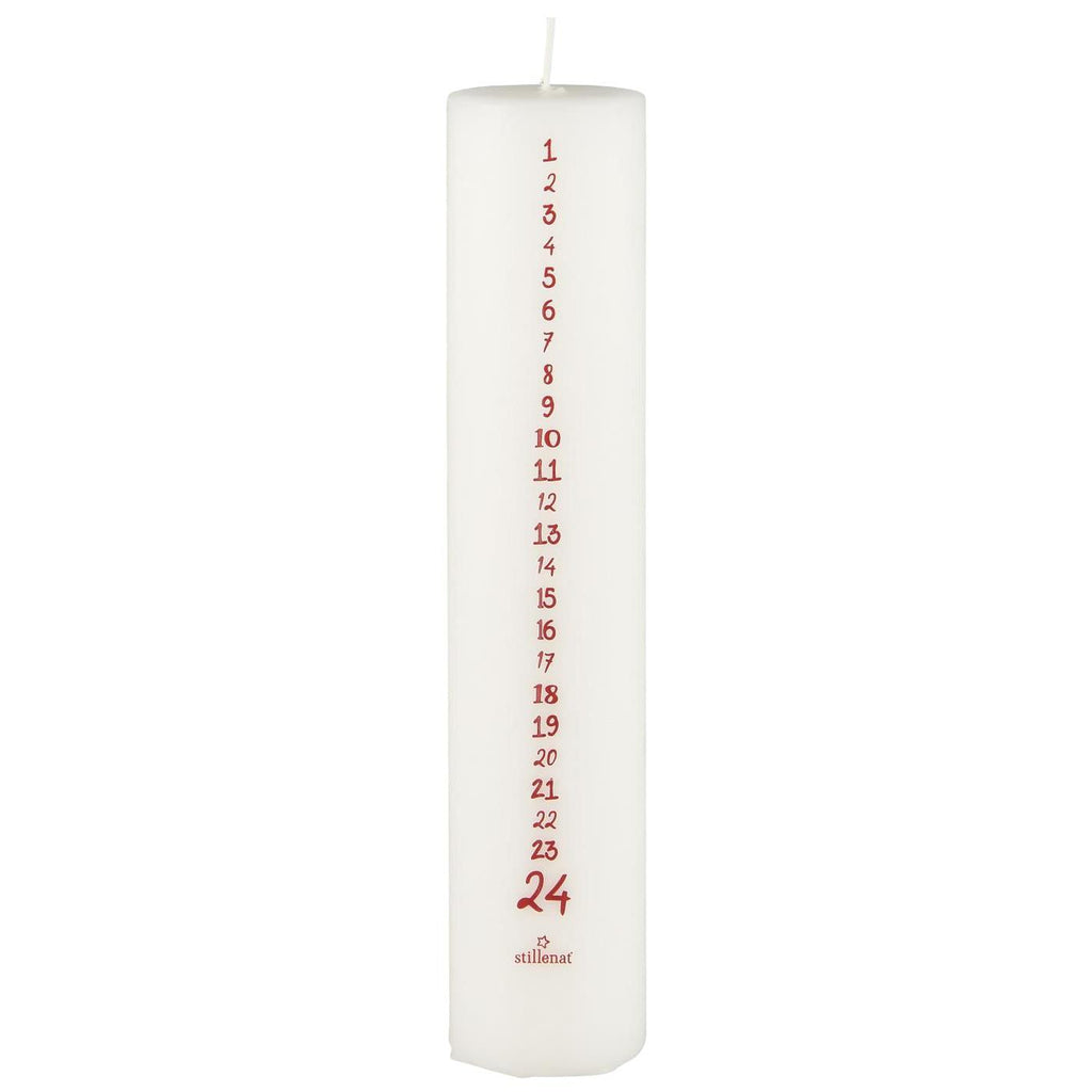 White Scandi Christmas Countdown 1-24 Pillar Candle