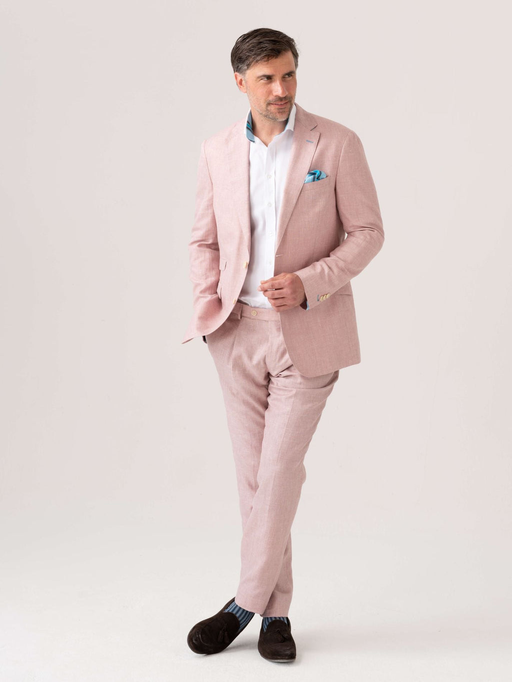 Dusty Pink Suit Trousers - Linen, Wool & Silk