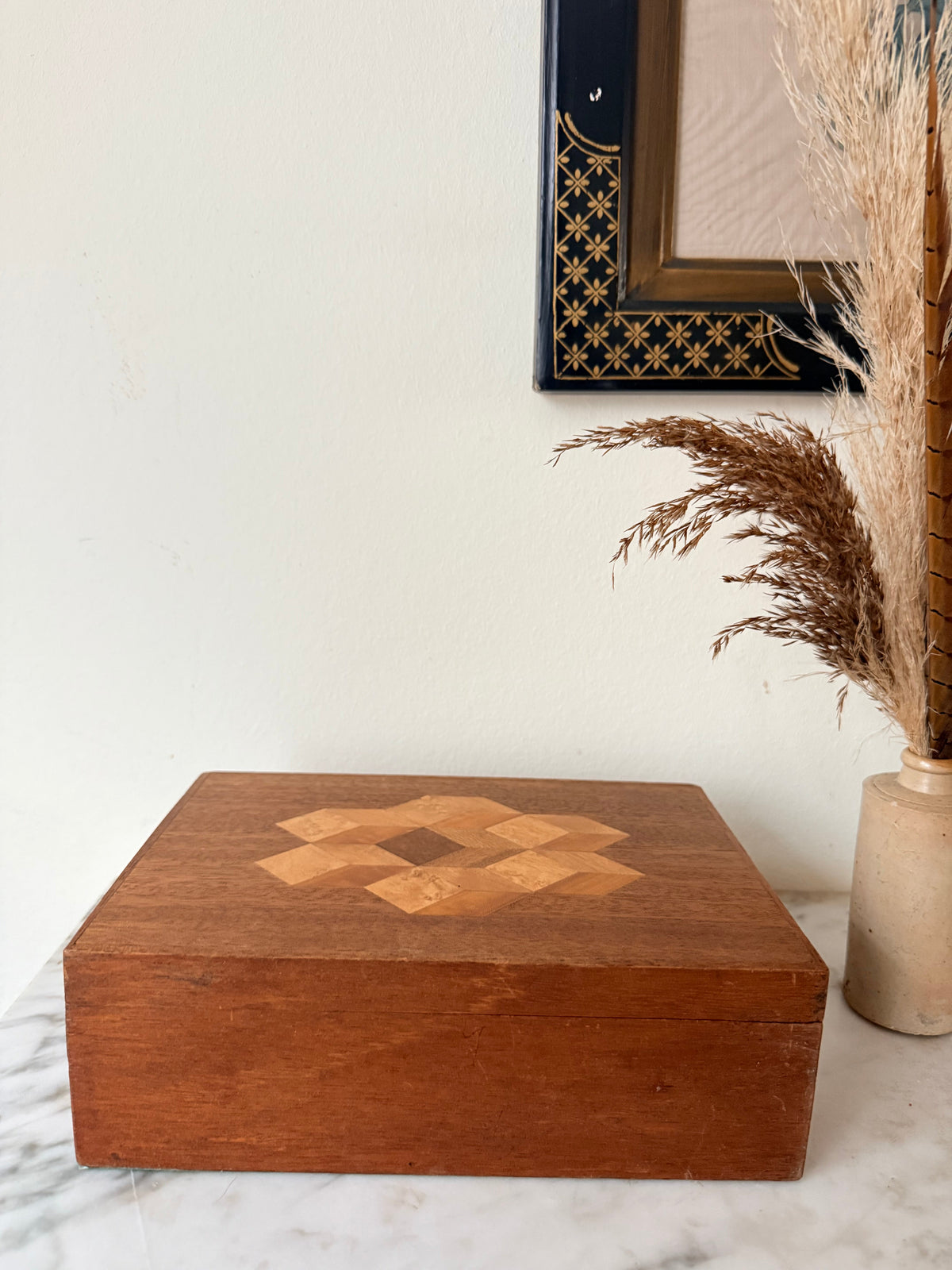 Antique Wooden Parquetry Box, C1920