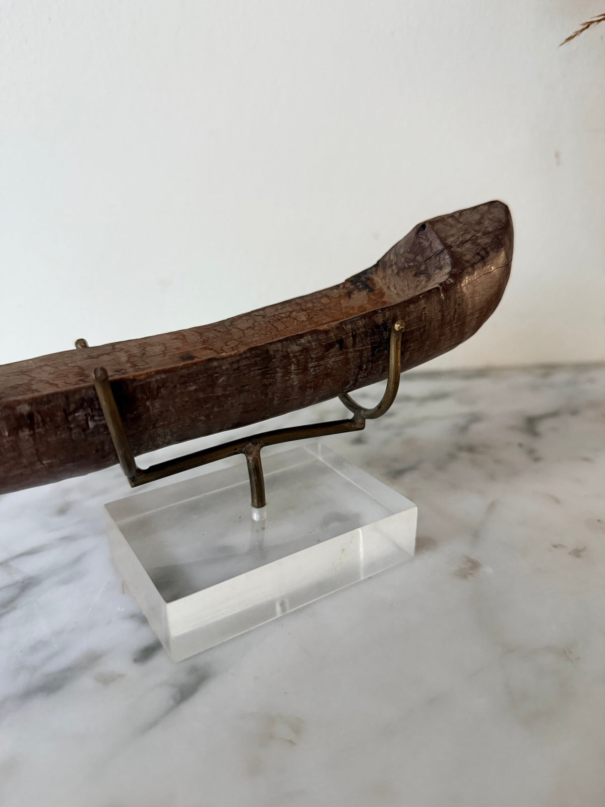 Early 20th Century West African Weaving Shuttle mounted on Perspex