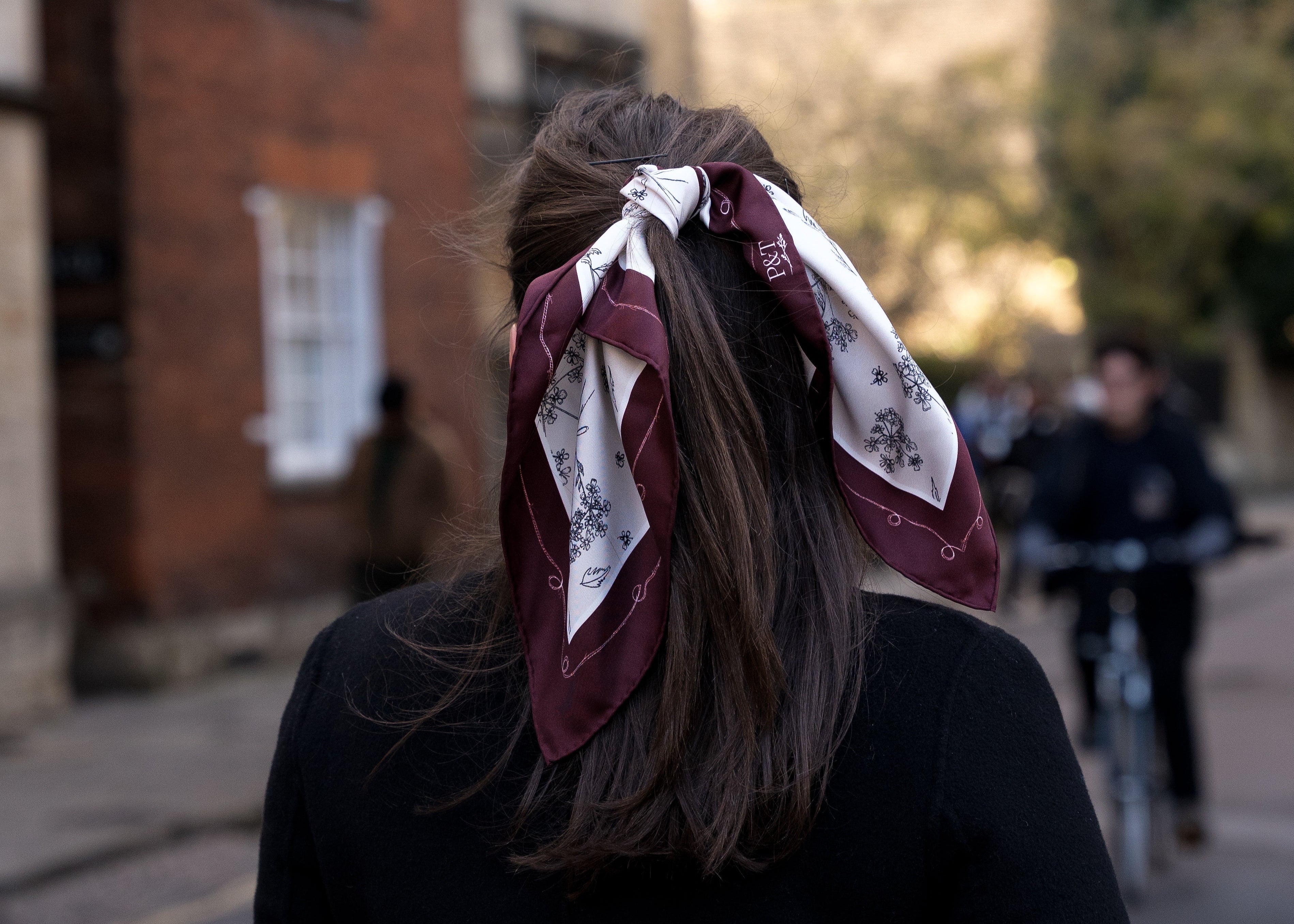 Dark Cherry Cow Parsley Scarf (Small) - 100% Silk