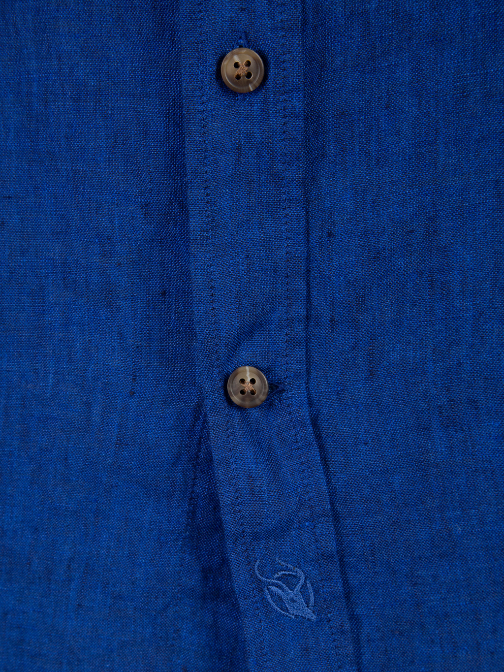 Royal Blue Short-Sleeved Linen Shirt