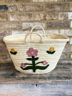 Handwoven Summer Bloom Straw Shopper
