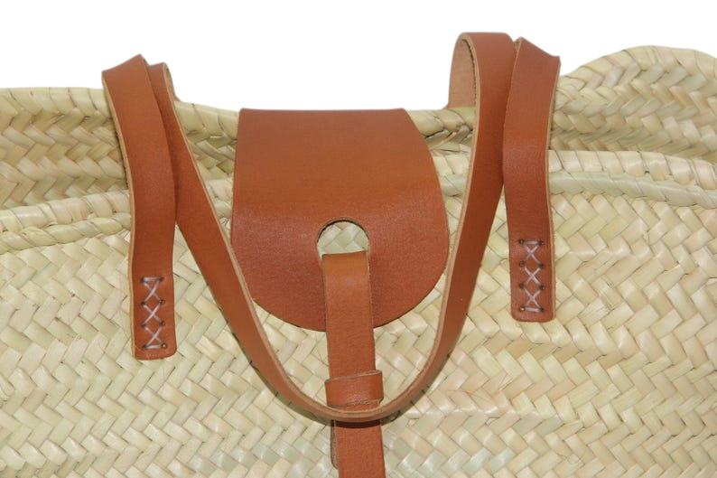 The Palm Market Bag with Long Leather Handles & Closure