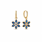 Floral Hoops in Sapphire and White cubic Zirconia
