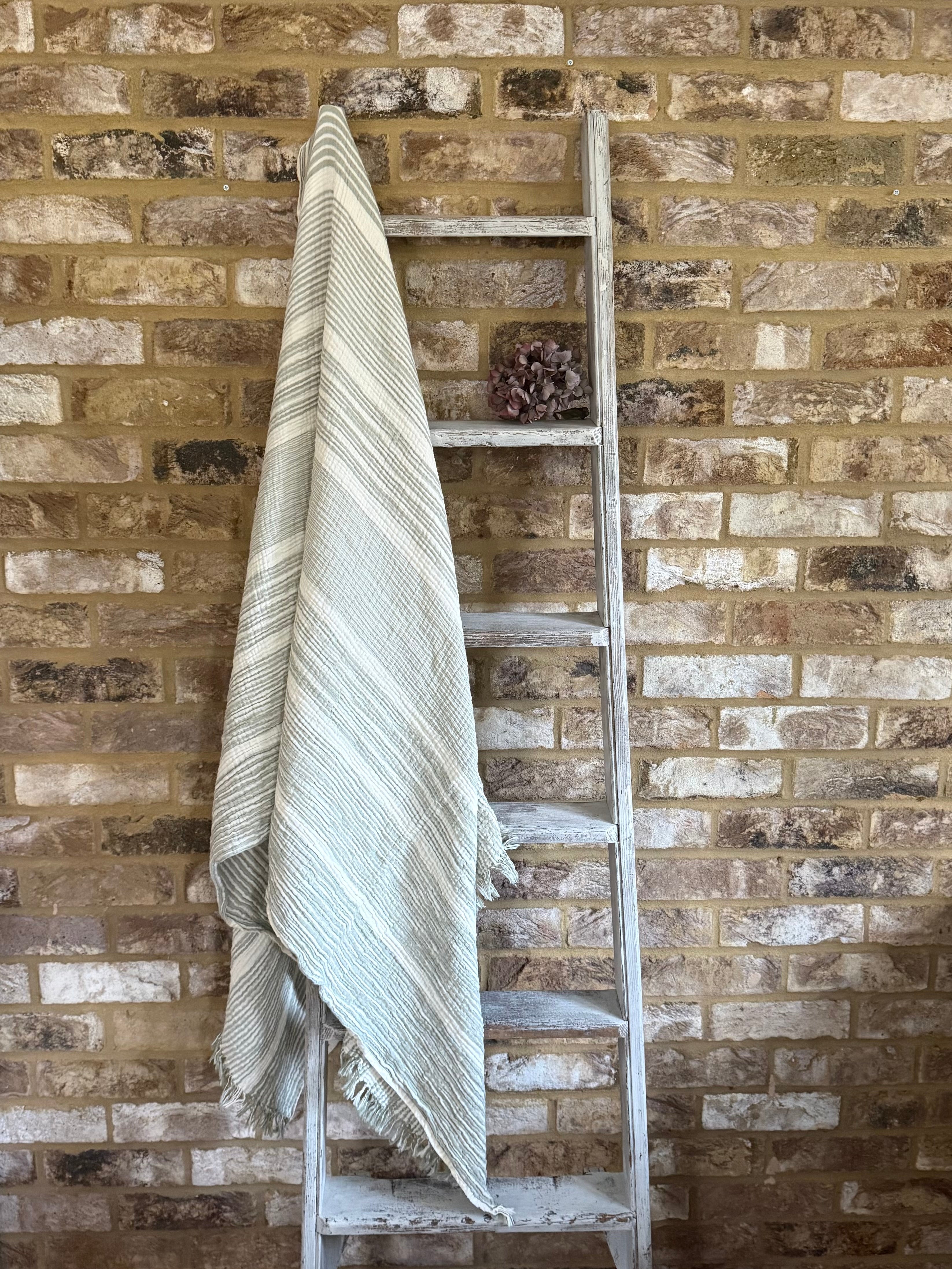 The Sorbet Collection: Matcha & White Stripe Muslin Towel