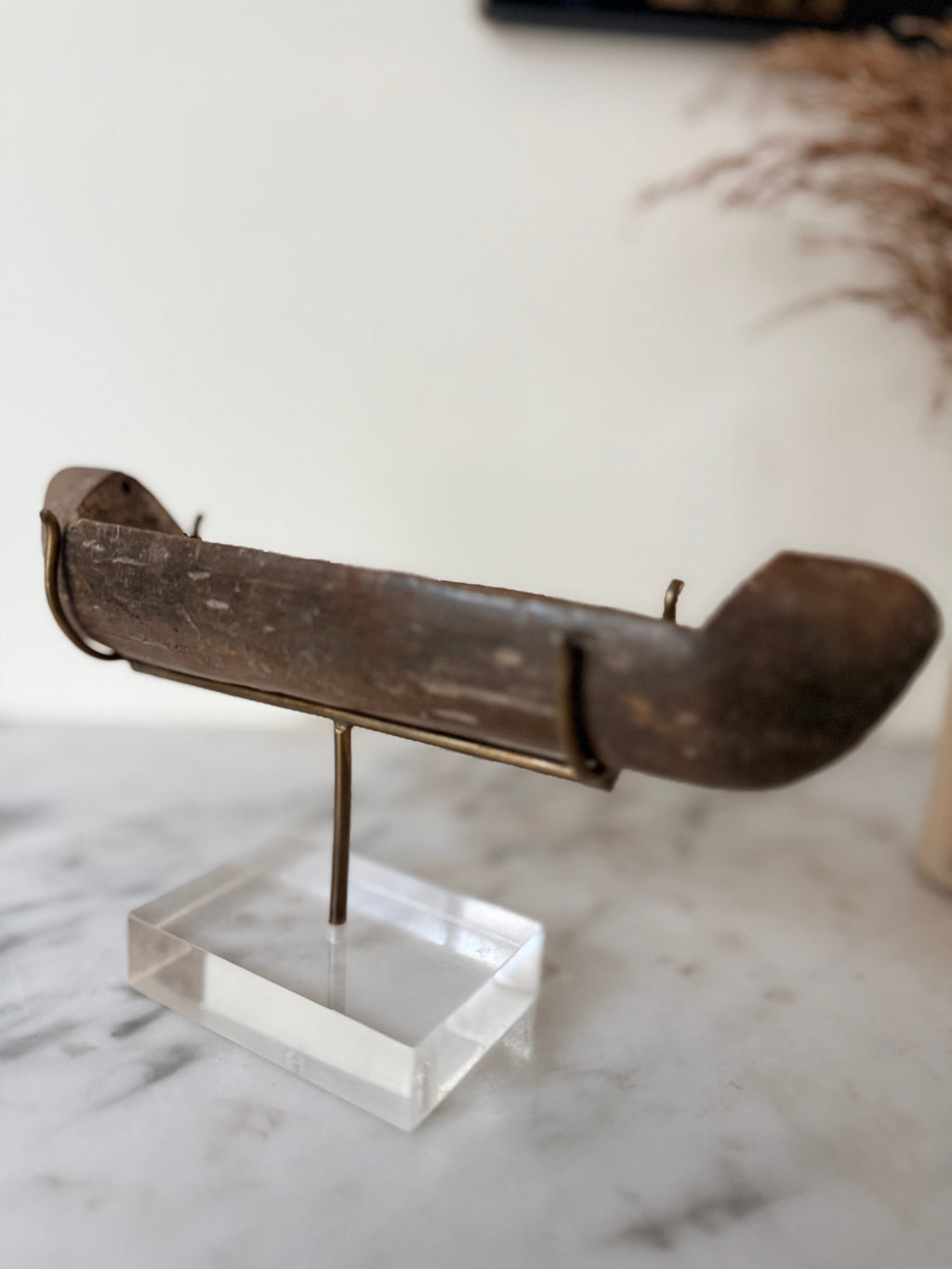 Early 20th Century West African Weaving Shuttle mounted on Perspex