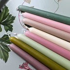 8 Tapered Dinner Candles | Pink & Green Colour Mix