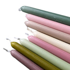 8 Tapered Dinner Candles | Pink & Green Colour Mix