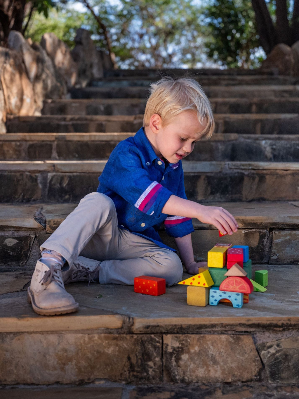 Boys Royal Blue Linen Shirt