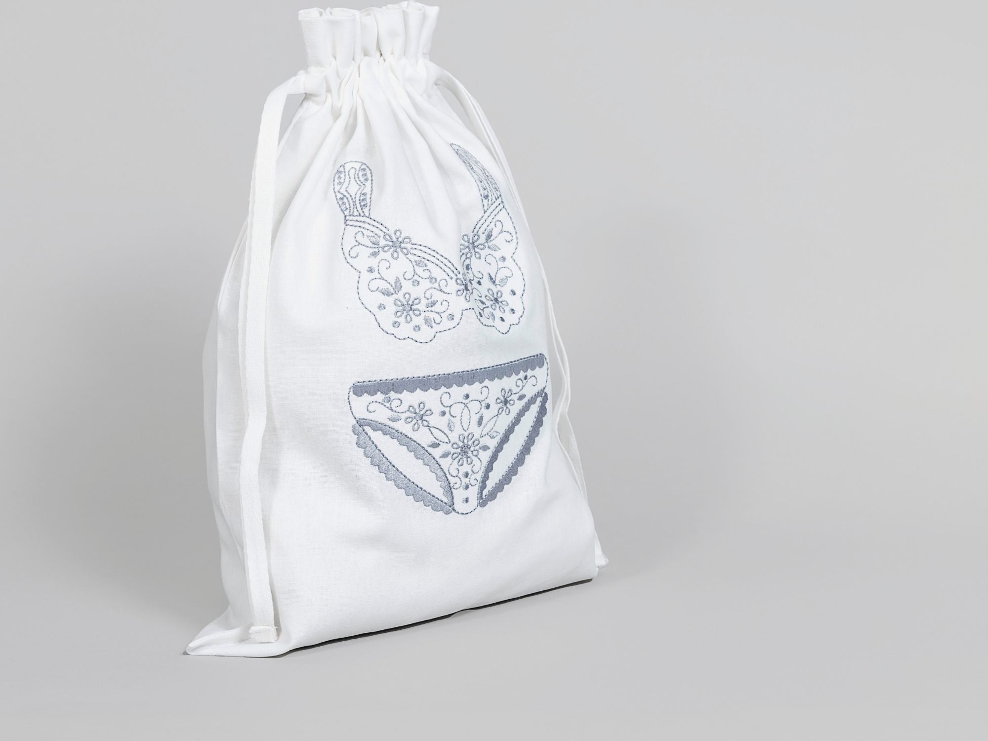 Linen Underwear Bag Grey on White