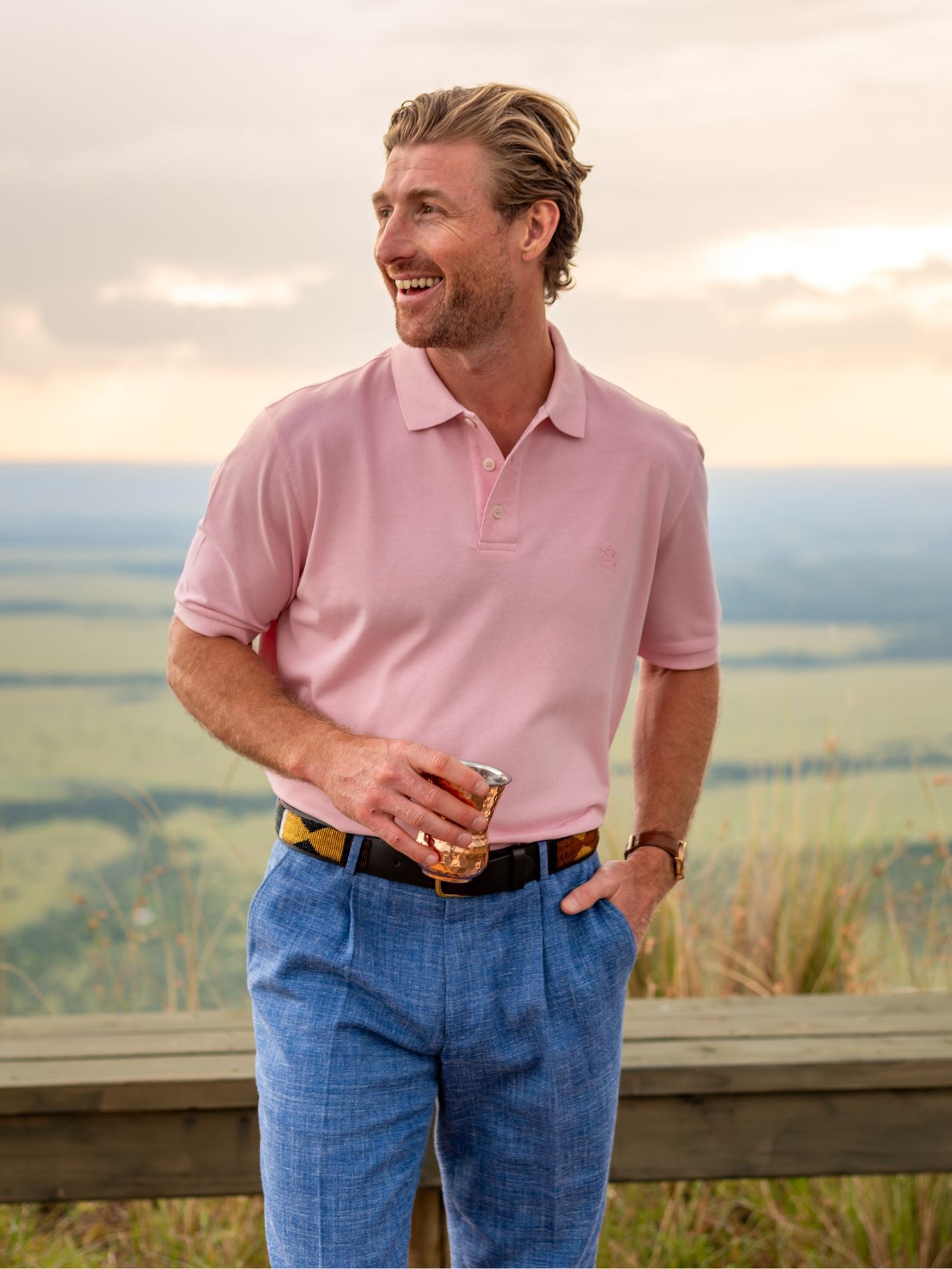 Pink Piqué Cotton Polo