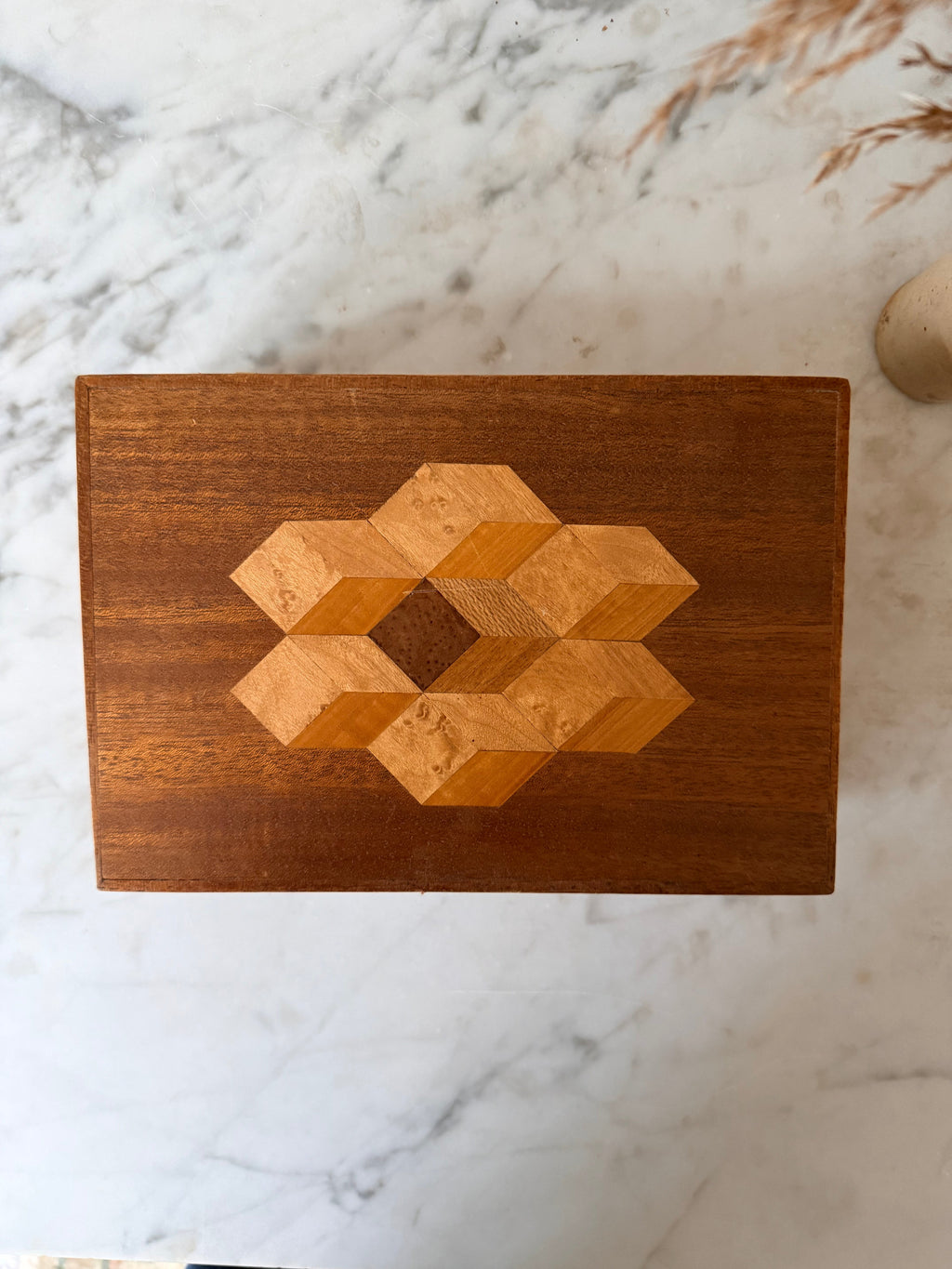 Antique Wooden Parquetry Box, C1920