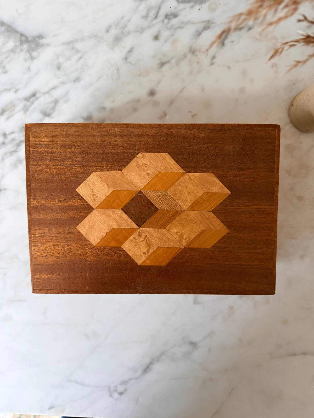 Antique Wooden Parquetry Box, C1920