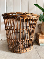 Tapered Vintage Wicker Log Basket