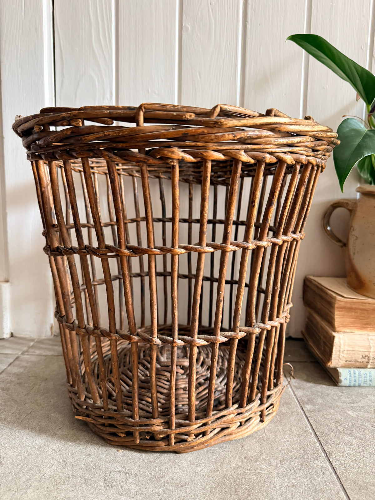 Tapered Vintage Wicker Log Basket