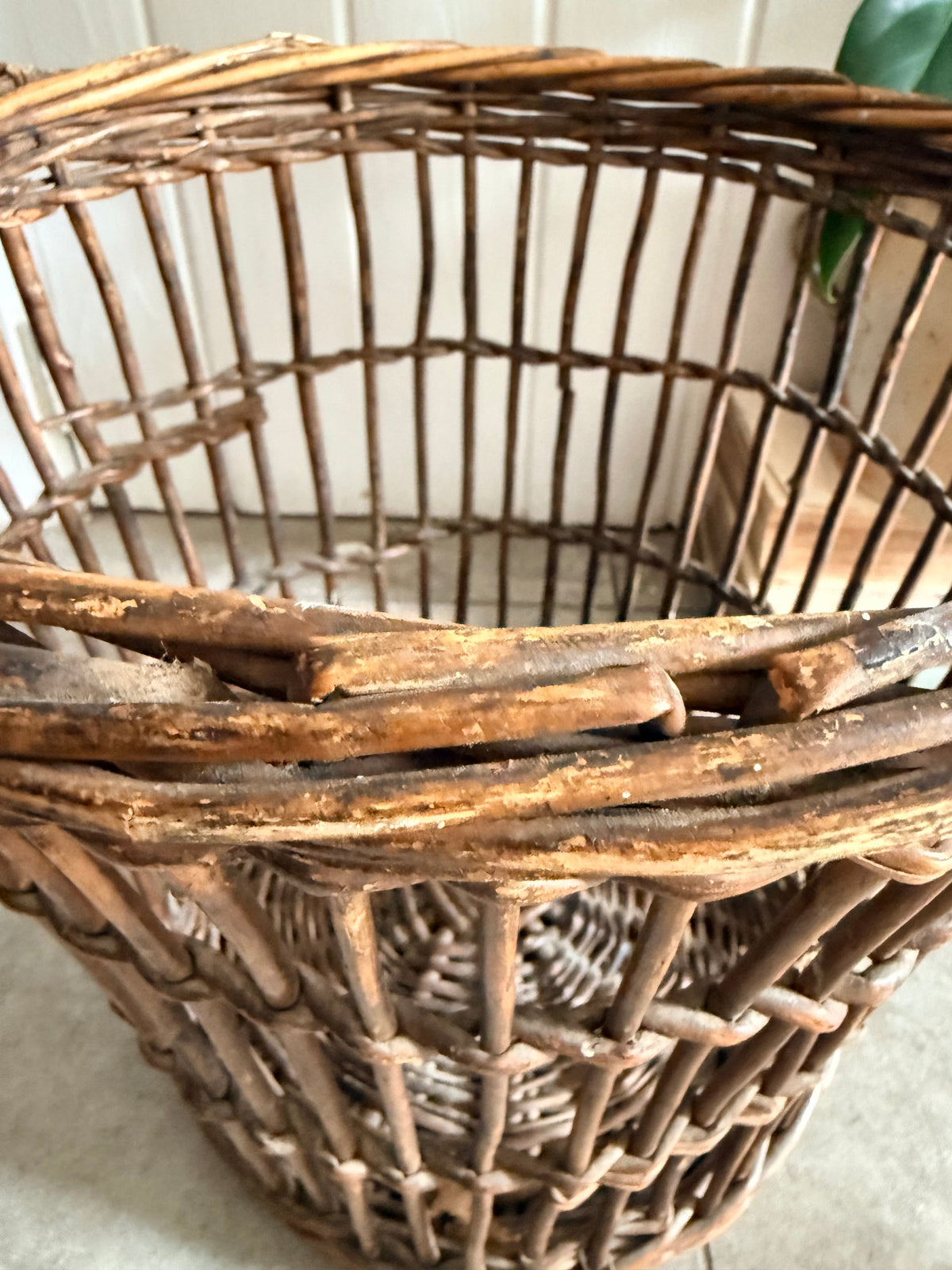 Tapered Vintage Wicker Log Basket