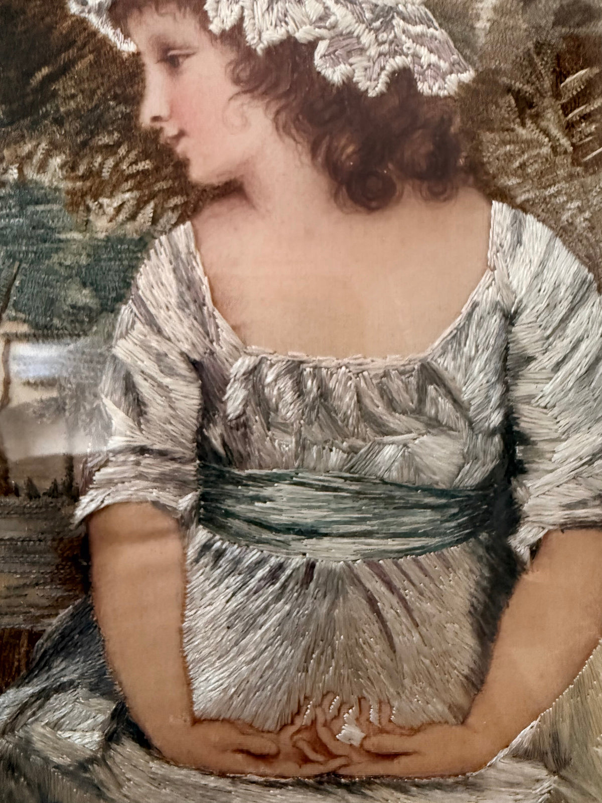 After Joshua Reynolds: Exquisite Silk Needlework C1910