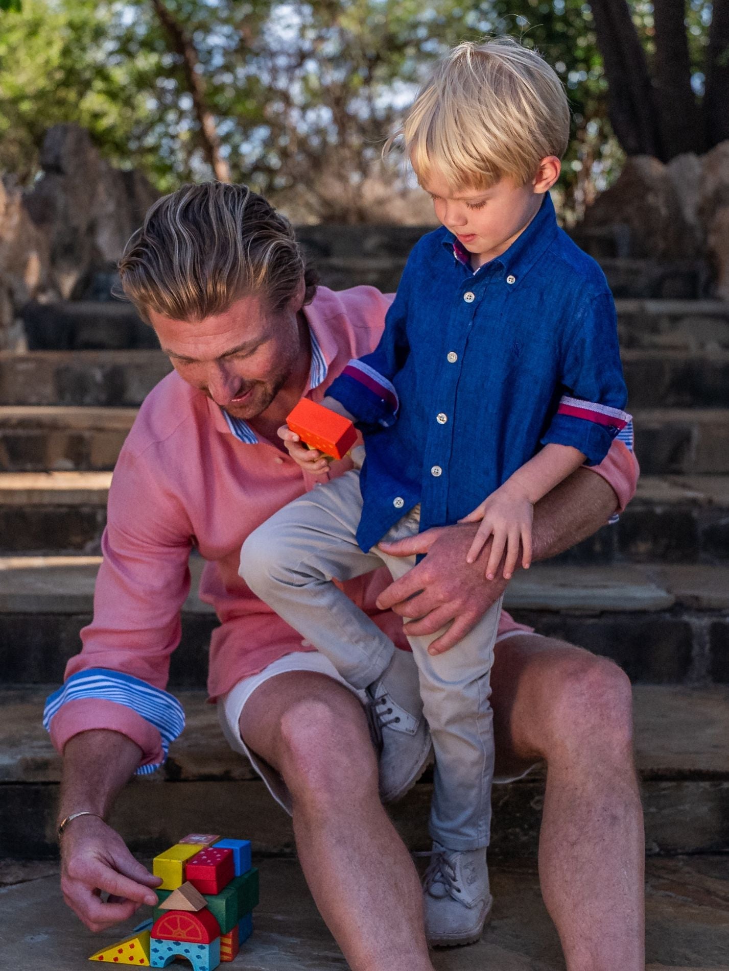 Boys Royal Blue Linen Shirt