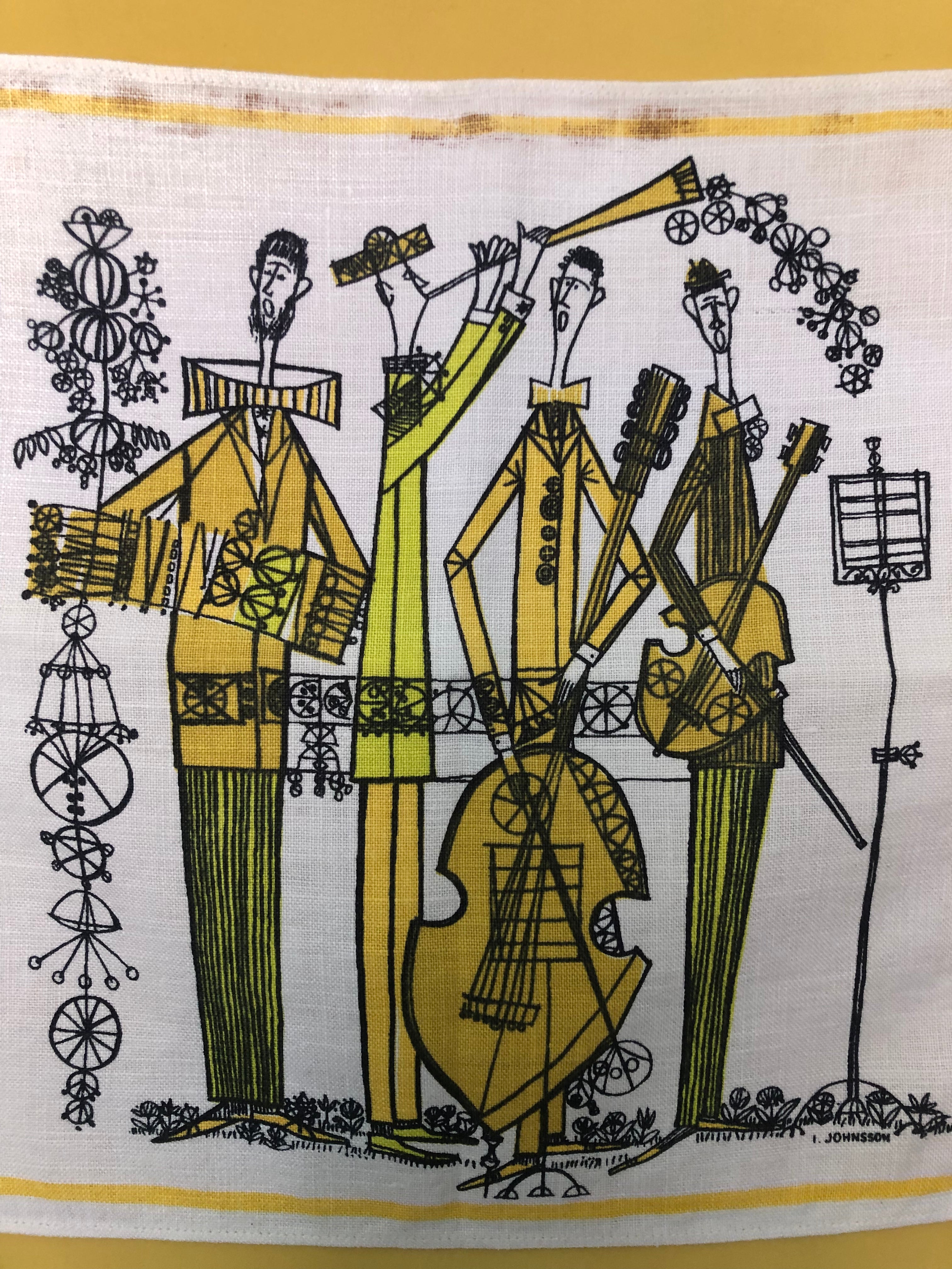 Mid-century Swedish napkin in hand-painted upcycled frame