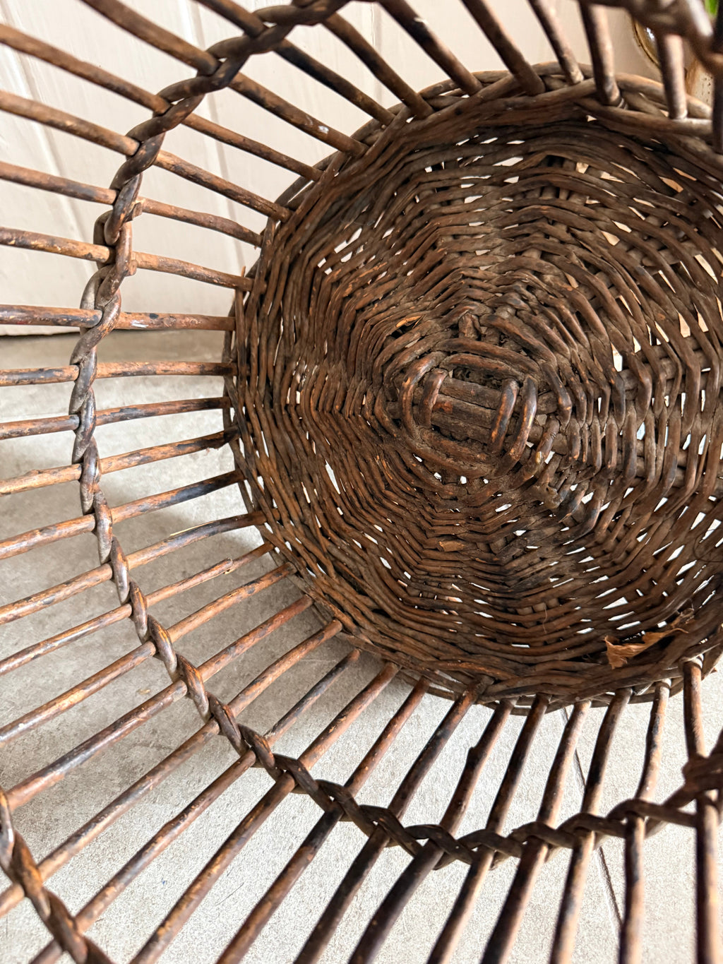 Tapered Vintage Wicker Log Basket