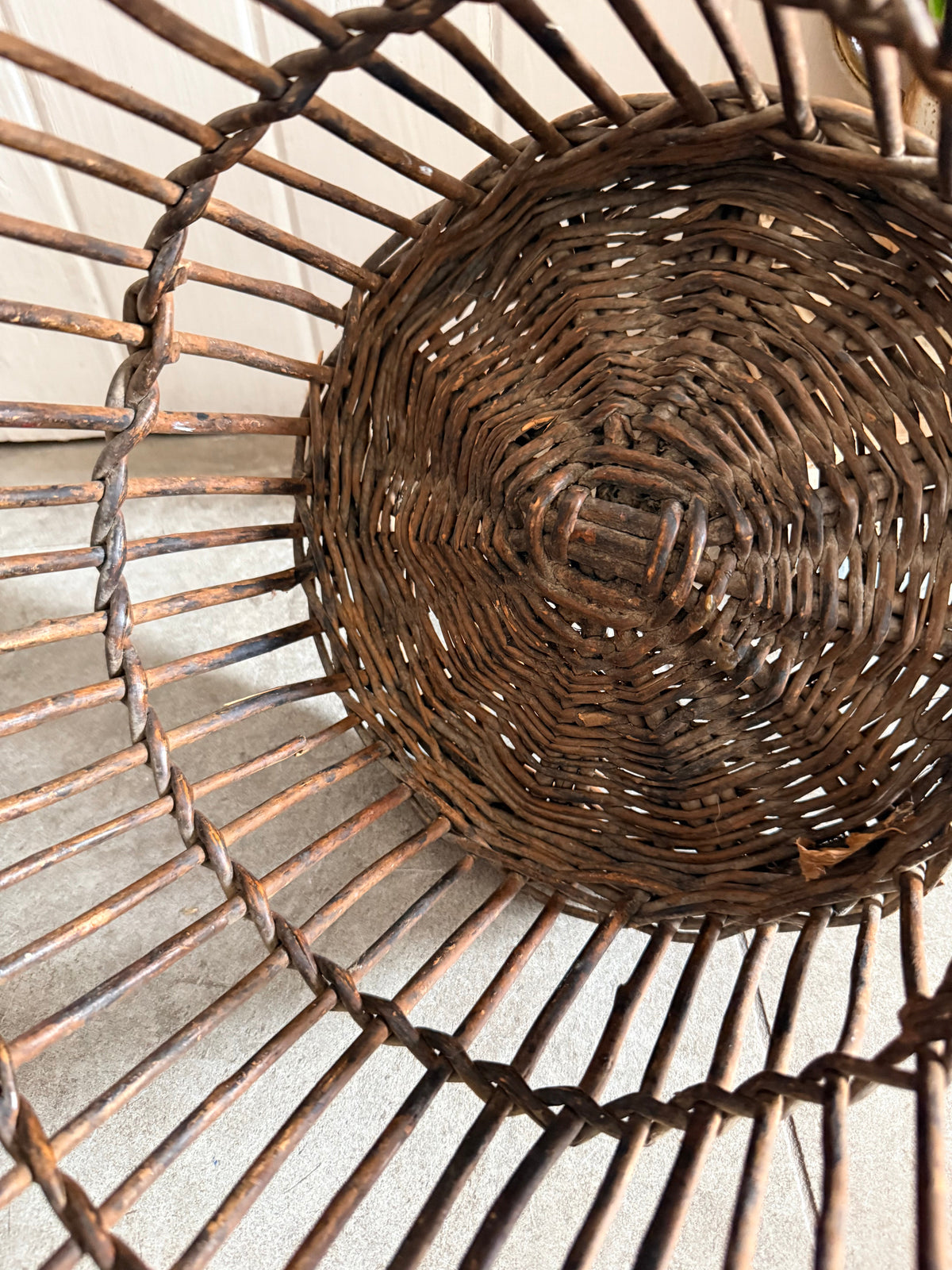 Tapered Vintage Wicker Log Basket