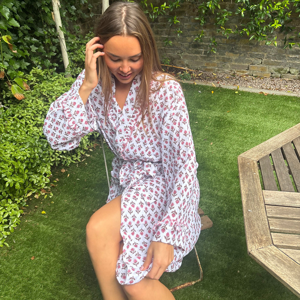Milly Pink Muslin Dressing Gown