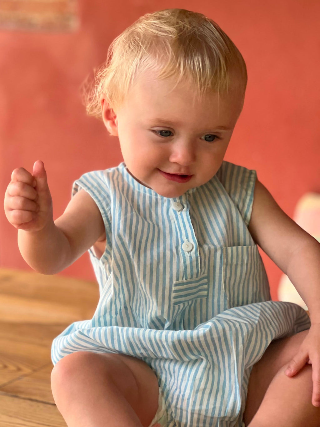 Blue Stripe Romper