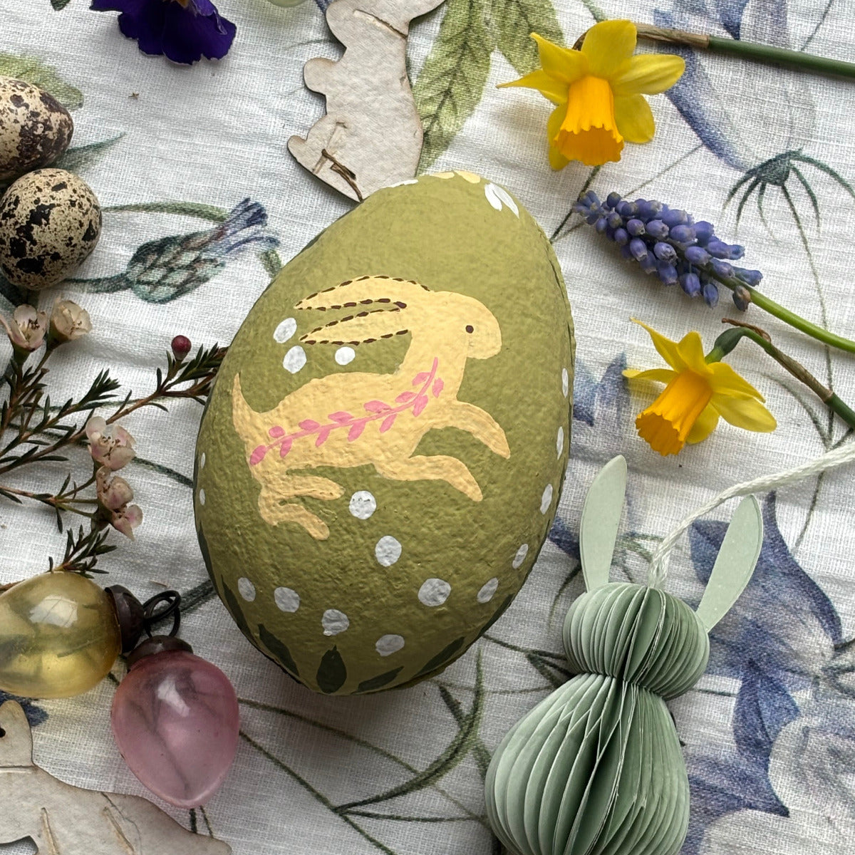 Hand Painted Paper Mache Easter Egg Container