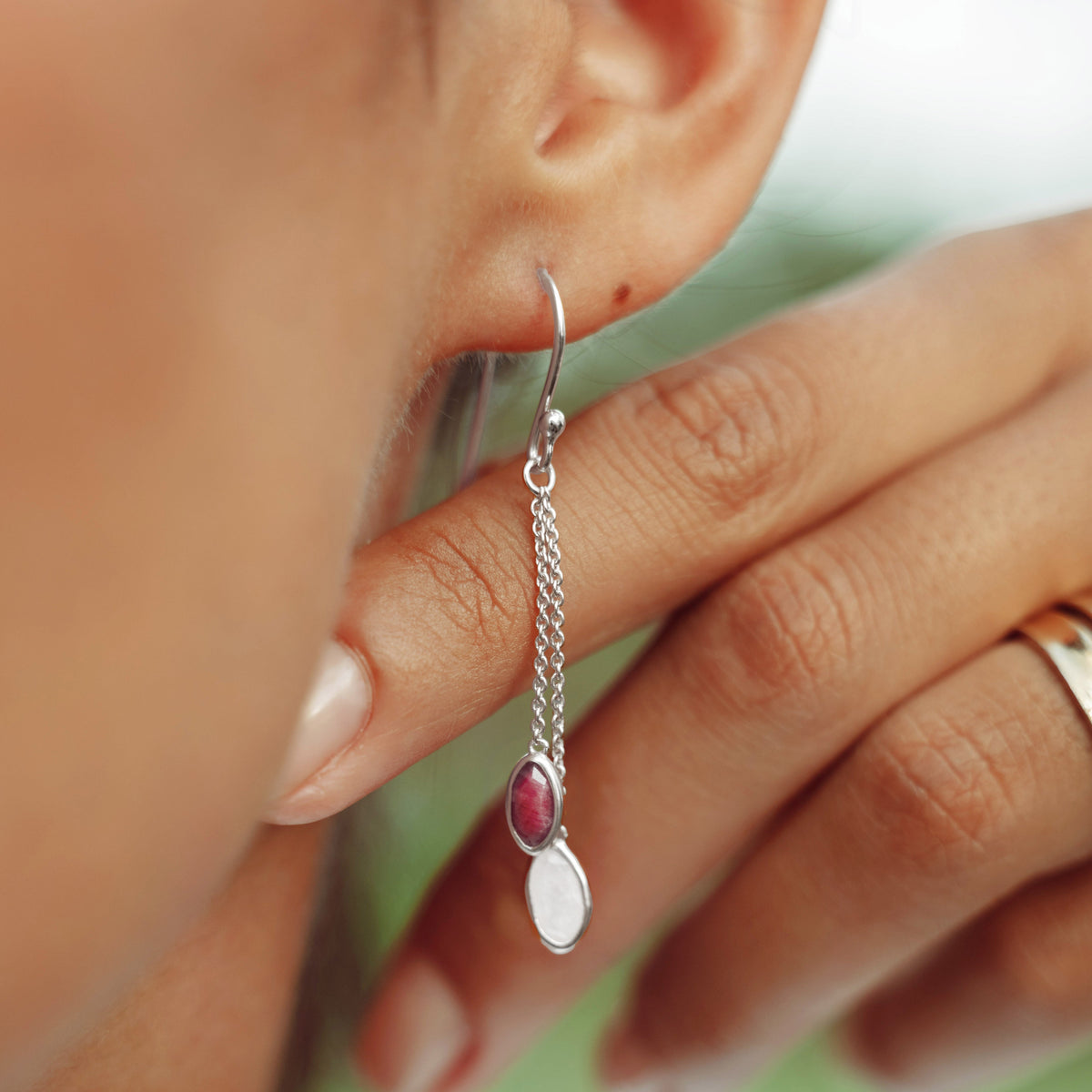 Lola Duals in Silver with Ruby and Rose Quartz